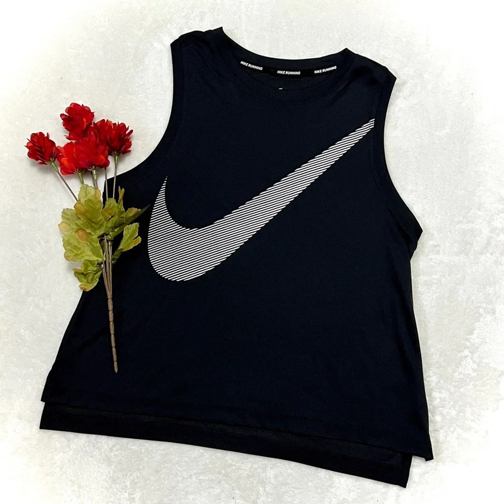 Nike Running Dri-Fit Swoosh Logo Muscle Tank Top - Small